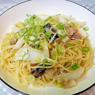 サバ缶と白菜の和風パスタ